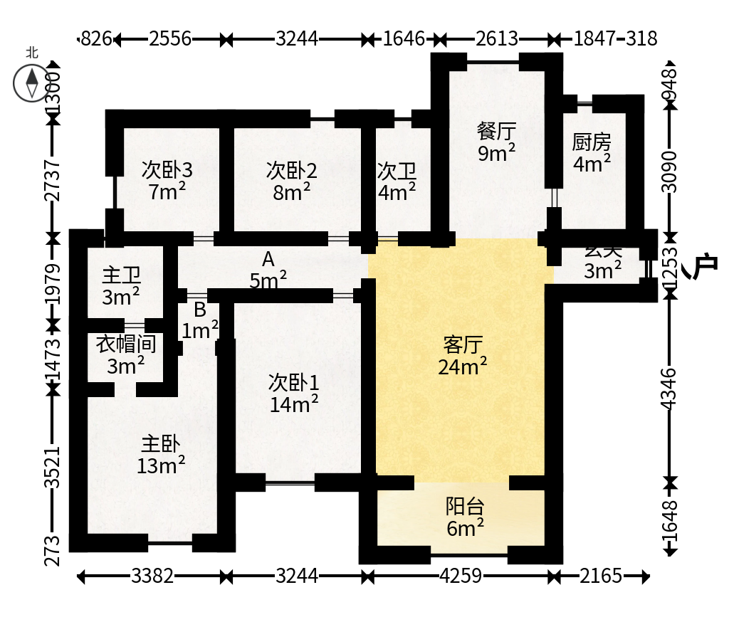 钱隆世家  4室2厅2卫   115.00万户型图