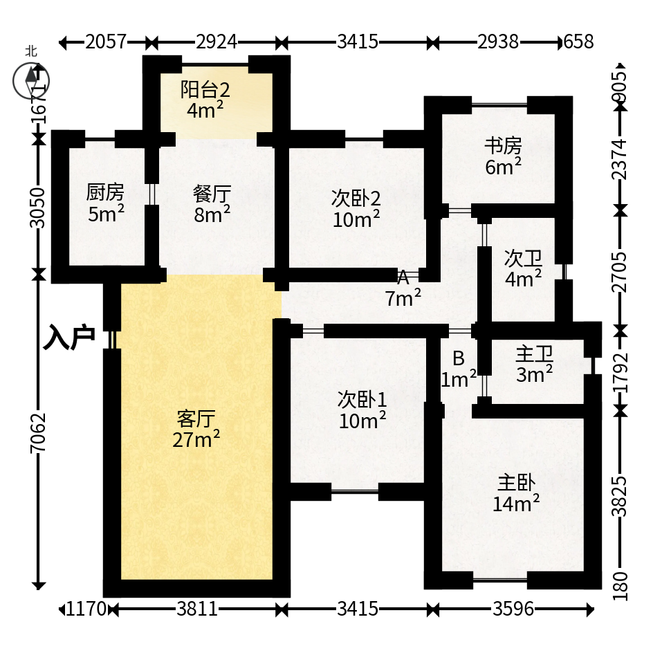 保利堂悦  4室2厅2卫   130.00万户型图