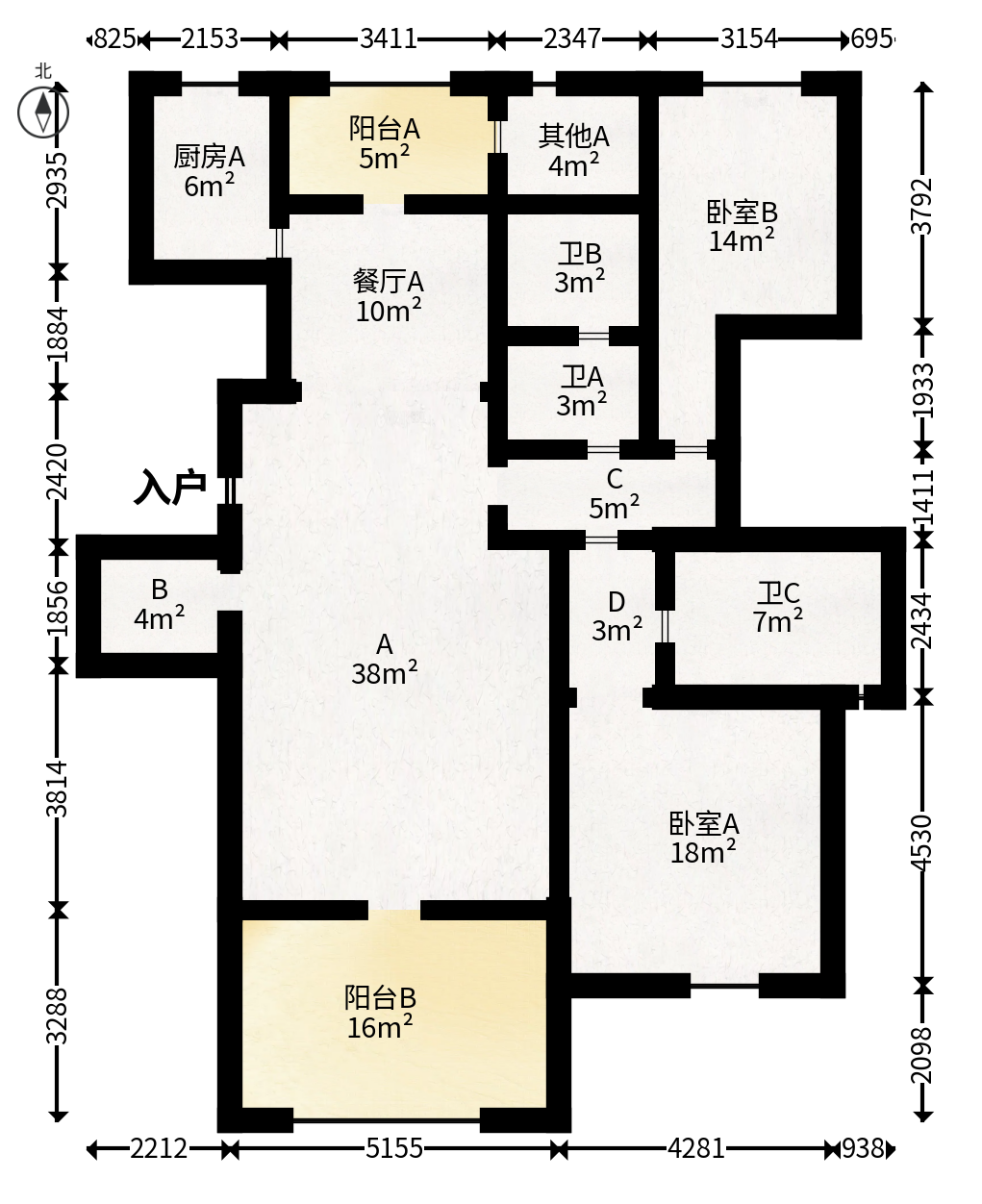 华盛世纪新城  4室2厅2卫   186.00万户型图