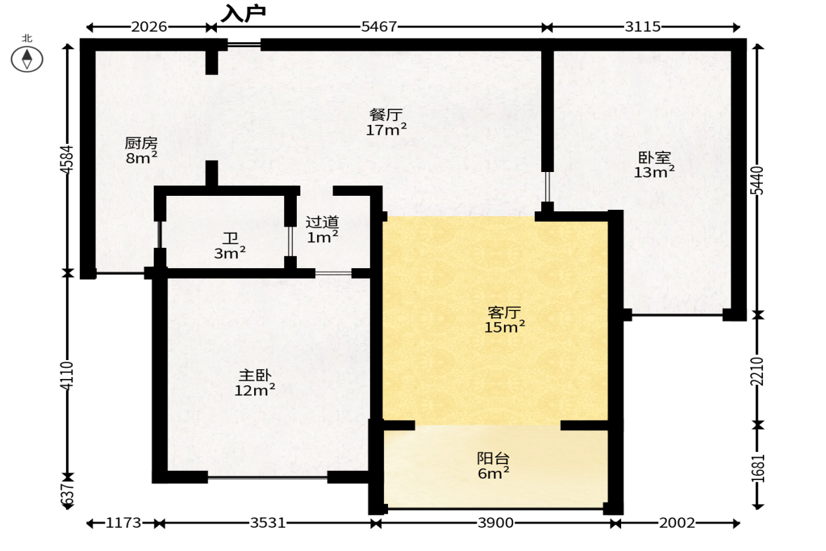 吉祥苑  2室2厅1卫   115.00万户型图