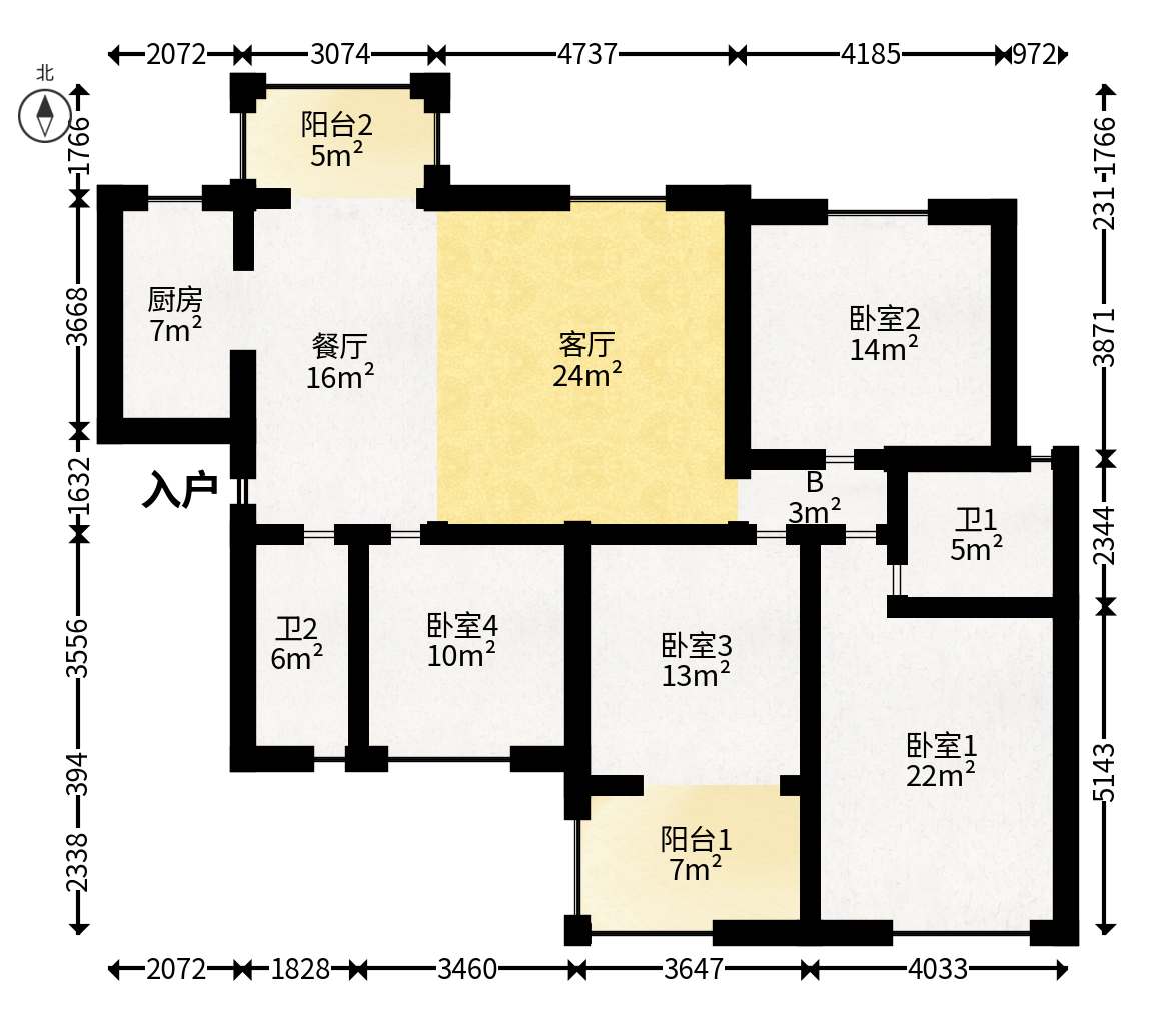 乾城（兴旺乾城）  4室2厅1卫   158.00万户型图