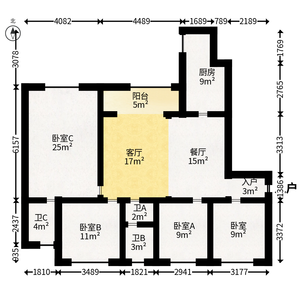 南庭城果  4室2厅2卫   110.00万户型图
