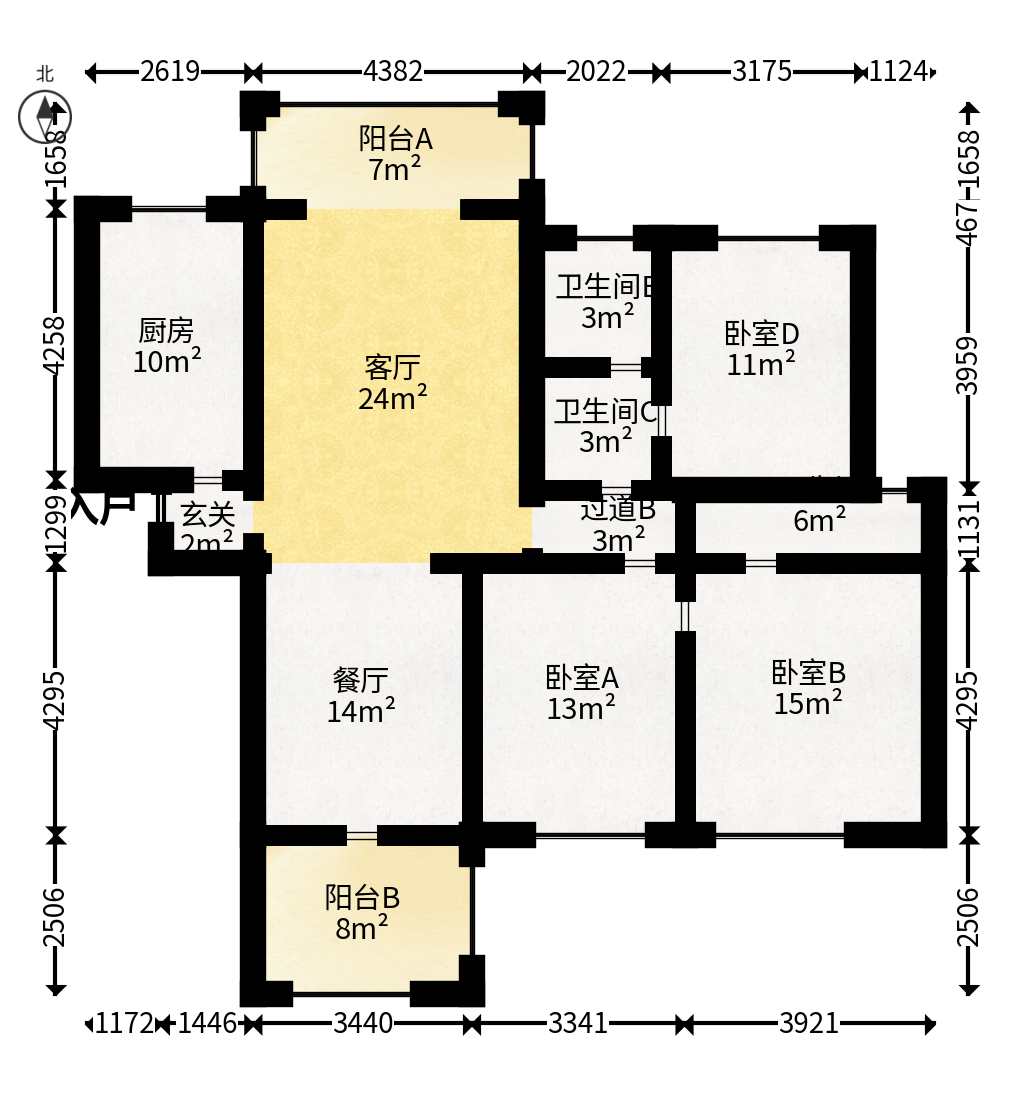 大鸿杰座  3室2厅2卫    156.0万户型图