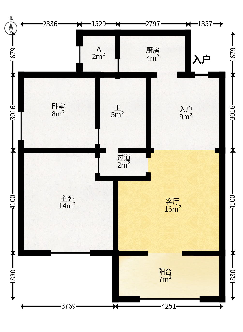 蝴蝶谷  2室2厅1卫    46.28万户型图