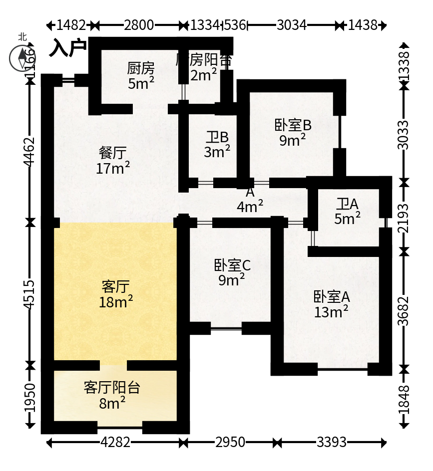 南山雍江汇（滨江国际新城）  3室2厅2卫   150.00万户型图