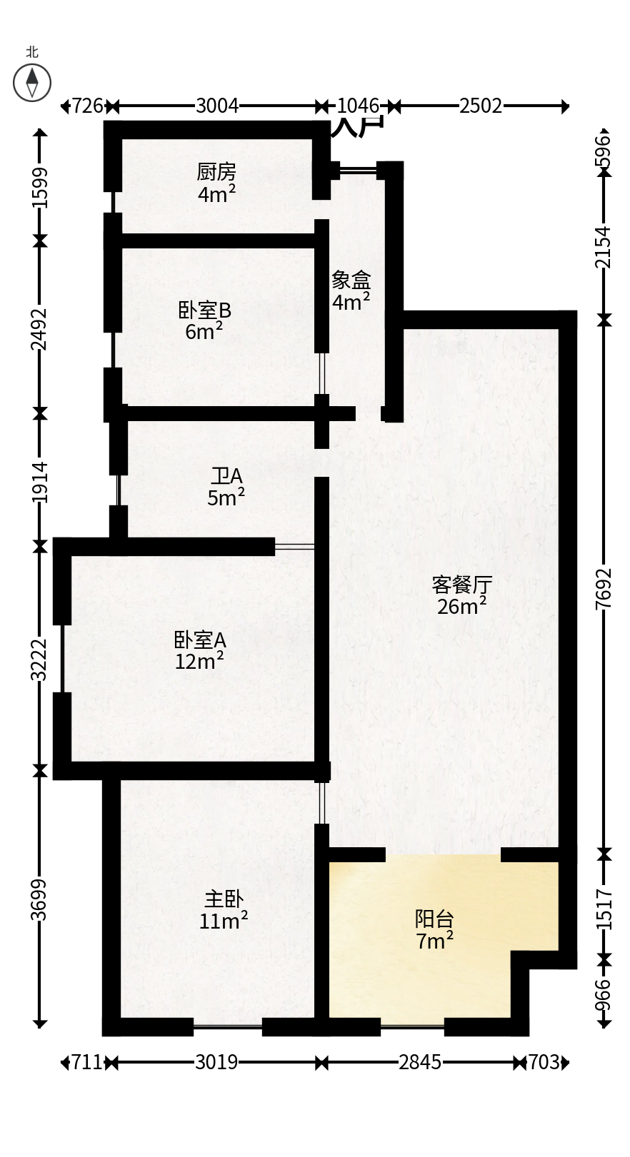 保利西海岸B区  3室2厅1卫   140.00万户型图