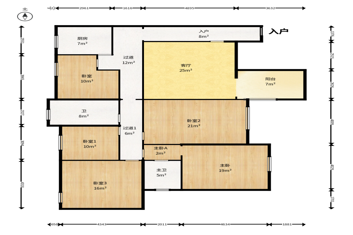 中国铝业单位宿舍  4室2厅2卫    158.0万户型图