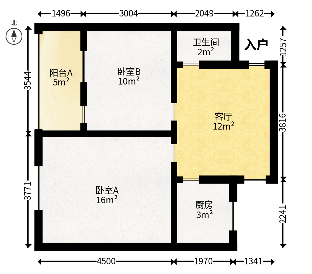 东瓜山一村  2室1厅1卫   32.00万户型图