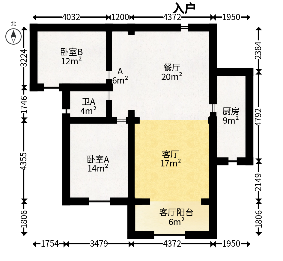 德润园  2室2厅1卫   95.00万户型图