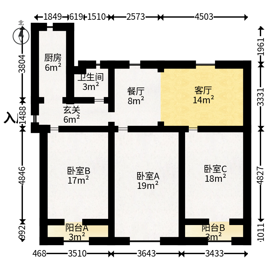 冶金厅宿舍（祝威岗小区15号）  3室2厅1卫   132.00万户型图