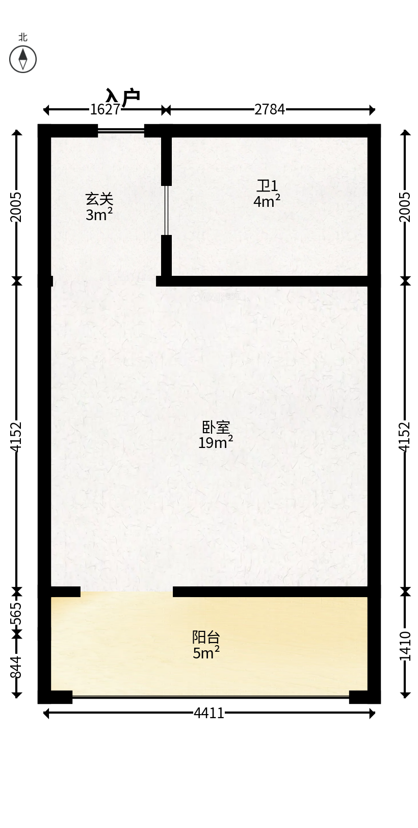 金鼎公园尚  1室1厅1卫   23.00万户型图