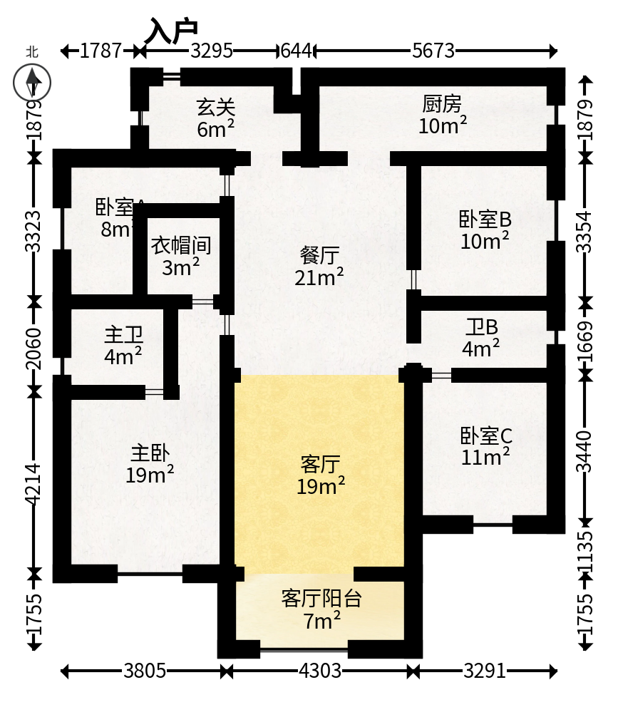 金麓国际  4室2厅2卫   188.00万户型图