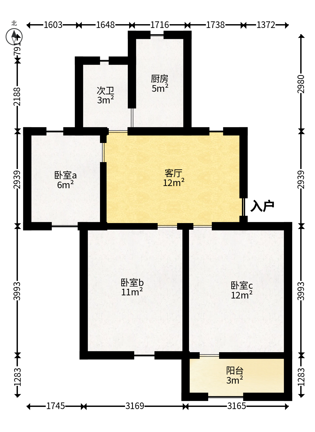 湘仪家园  3室2厅1卫   32.00万户型图