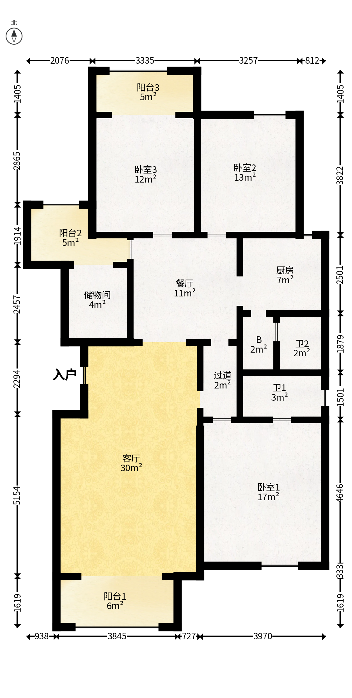 恒业雅苑  4室2厅1卫   120.00万户型图