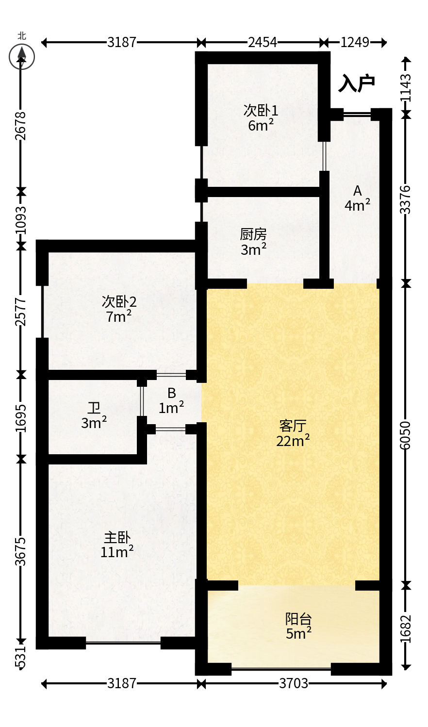 家和院  3室2厅1卫   53.00万户型图