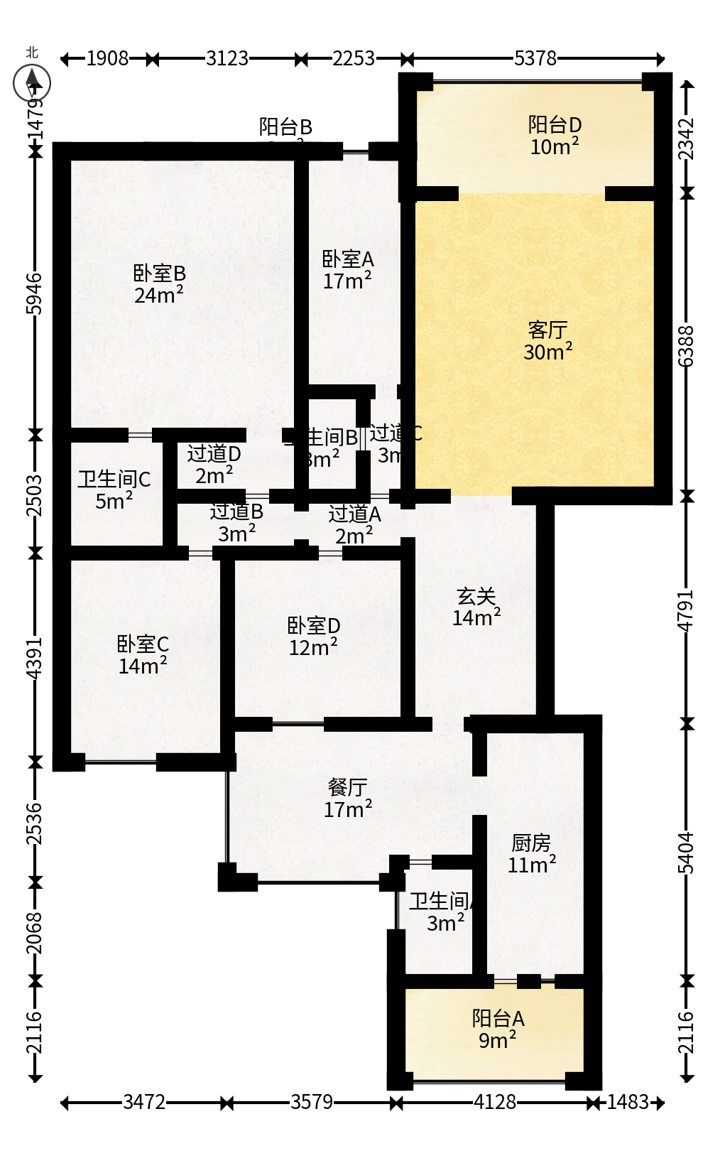 建鸿达华都（华都小户型及大华写字楼）  4室2厅2卫   330.00万户型图