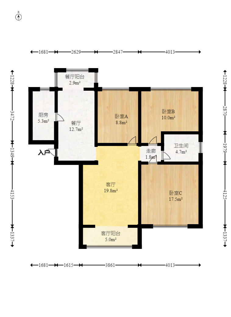 中建芙蓉嘉苑  3室2厅1卫    116.98万户型图