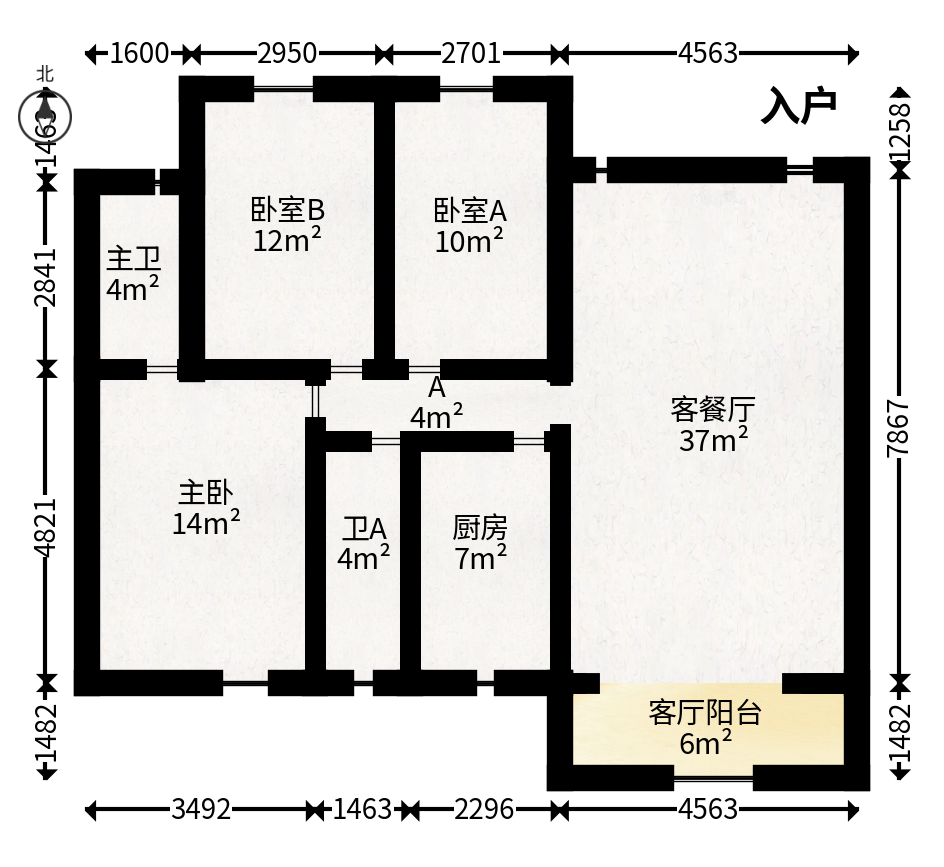 麓山才苑  3室2厅2卫   140.00万户型图