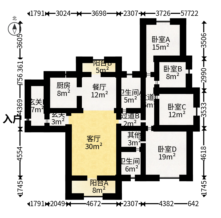 保利国际广场  4室2厅2卫   278.00万户型图