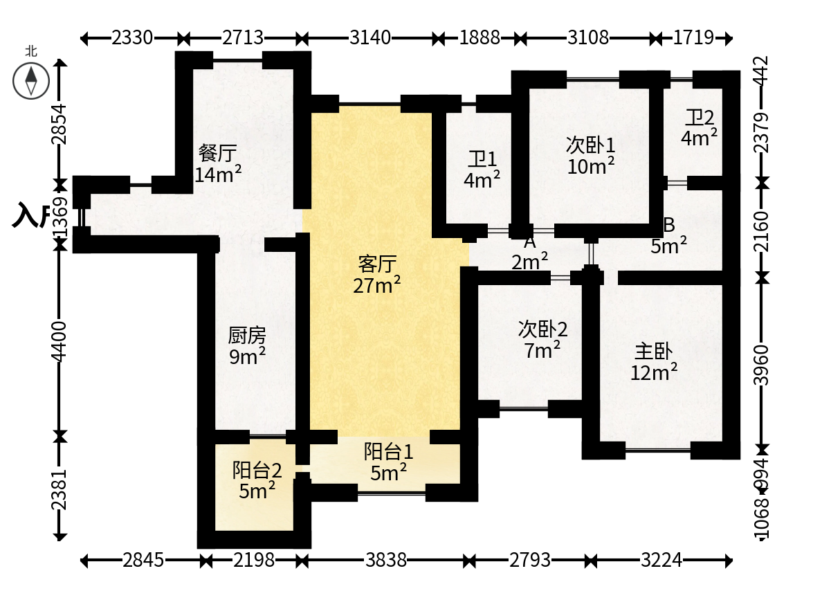 家和院  4室2厅2卫   102.00万户型图