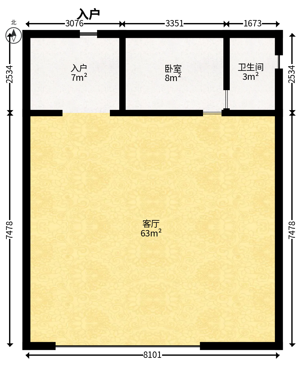 汇一城（汇壹公馆）  1室1厅1卫   32.00万户型图