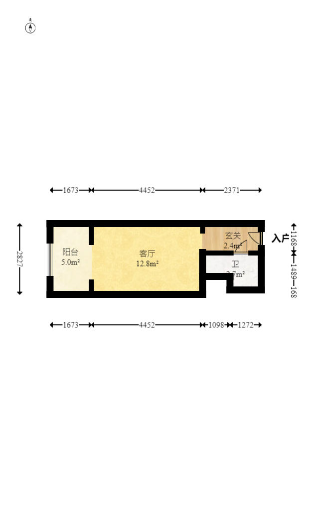 中建木莲工社  1室1厅1卫   26.00万户型图