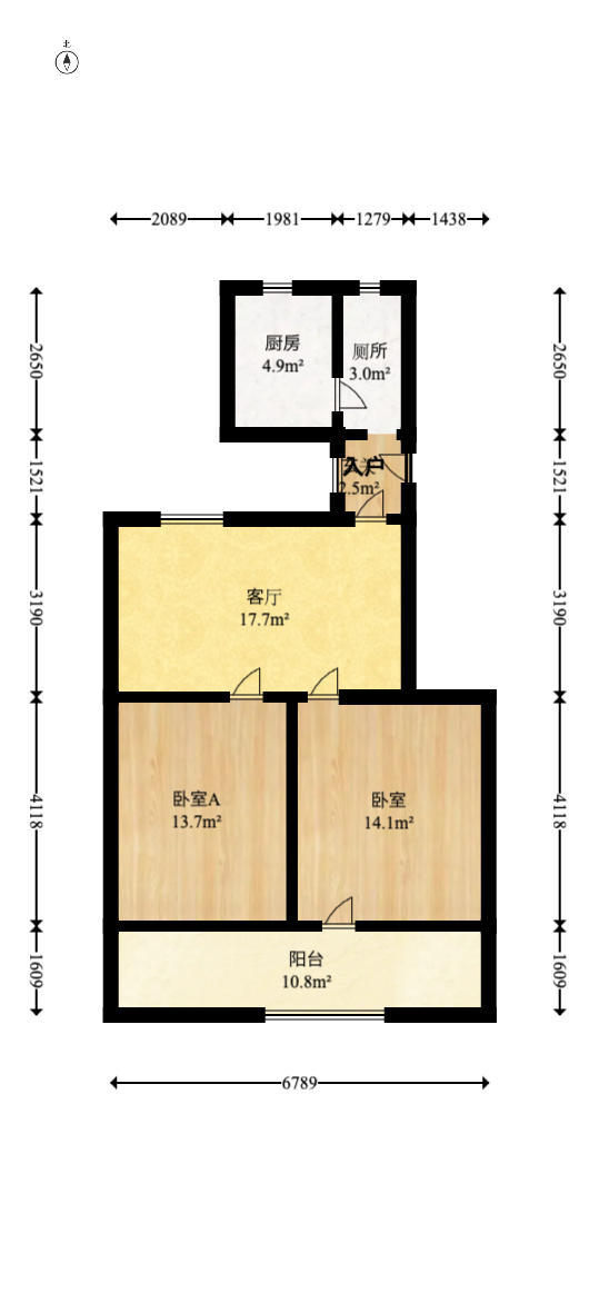 麓山宾馆宿舍  2室1厅1卫   63.00万户型图