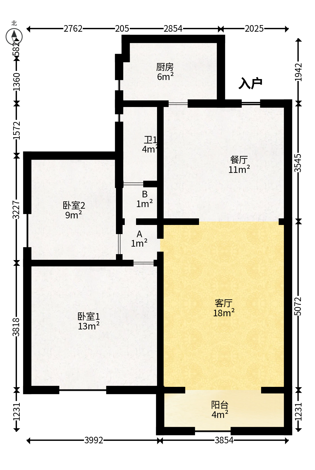 茂华禧都会  2室1厅1卫   83.80万户型图