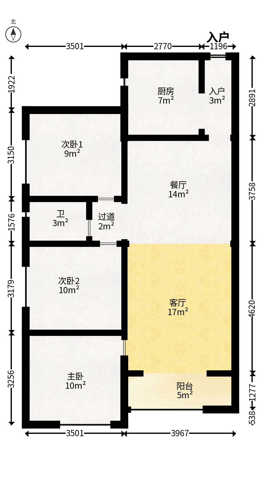 万科城  3室2厅1卫   95.00万户型图