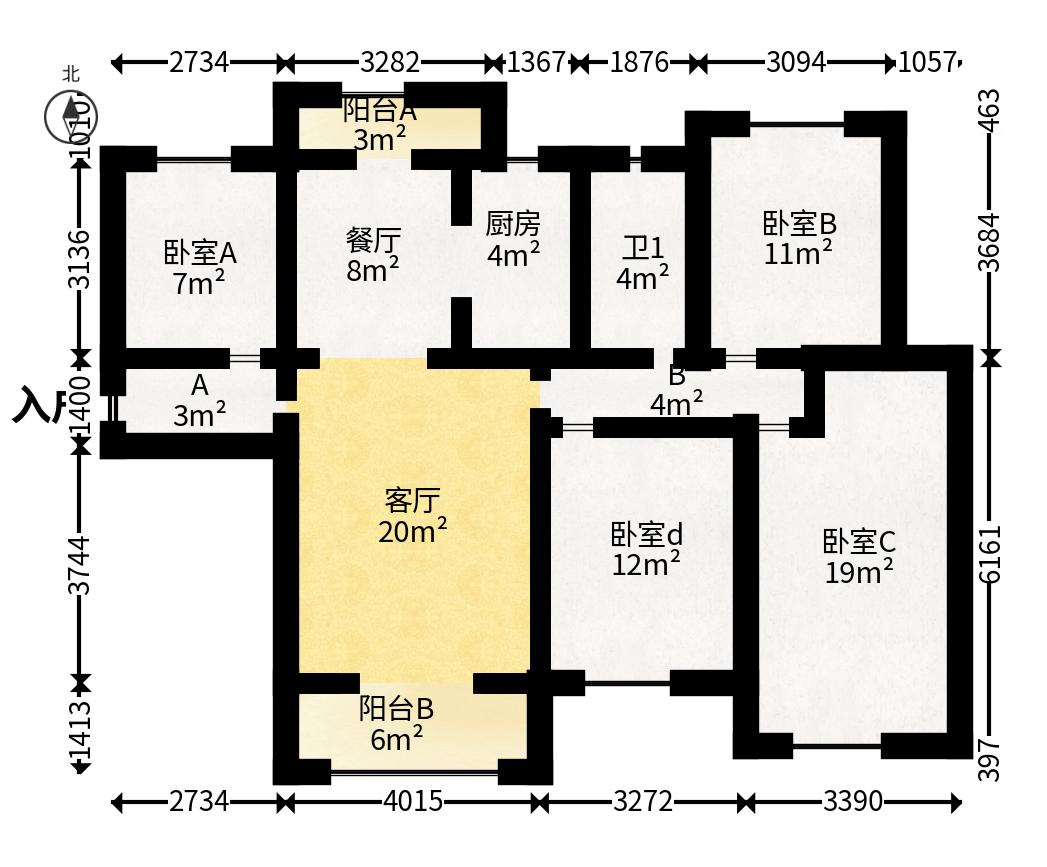 绿地长沙城际空间站（绿地新里佳苑）  4室2厅2卫   198.00万户型图