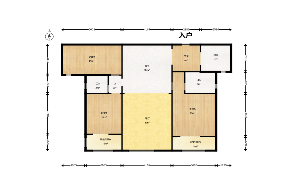八方小区C区  3室2厅2卫    378.0万户型图