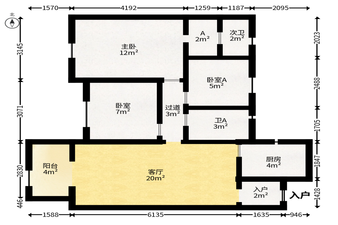 华润置地广场二期  3室2厅2卫   85.00万户型图