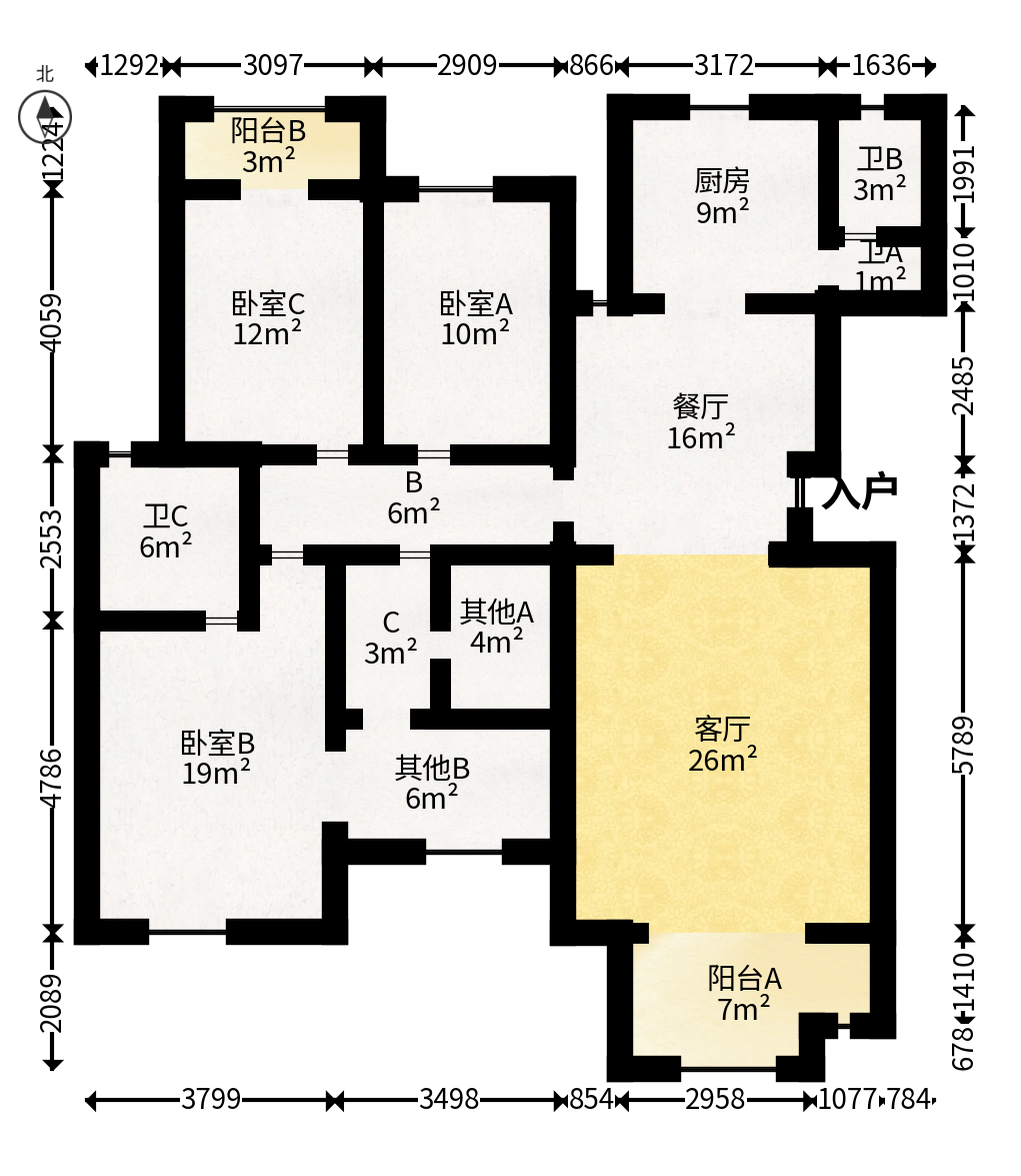 泰禹家园（彩云之翼家园一期、二期、三期）  4室2厅2卫   108.00万户型图