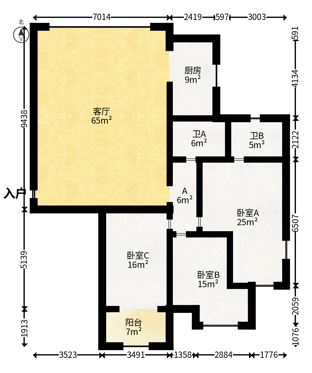 公园9号  3室2厅2卫   245.00万户型图