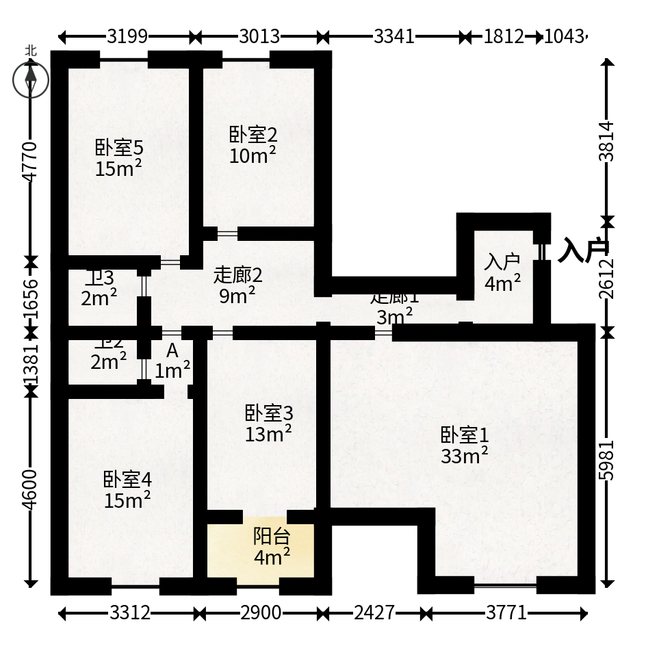 富绿山庄  4室2厅2卫   95.00万户型图