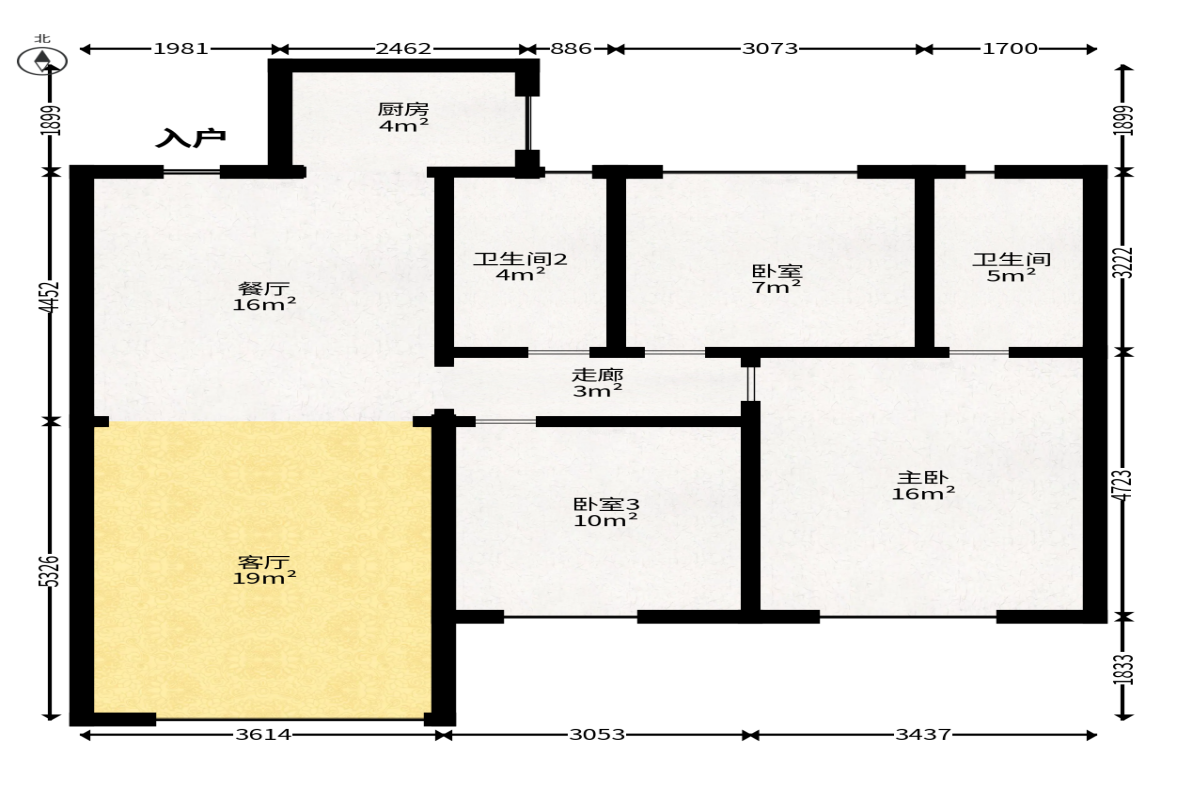 新力菩悦星都汇  3室2厅2卫   126.00万户型图