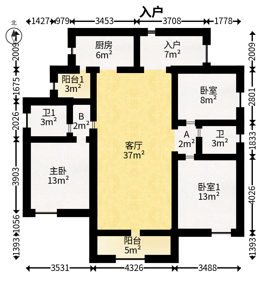 圆梦完美生活  3室2厅2卫   62.80万户型图