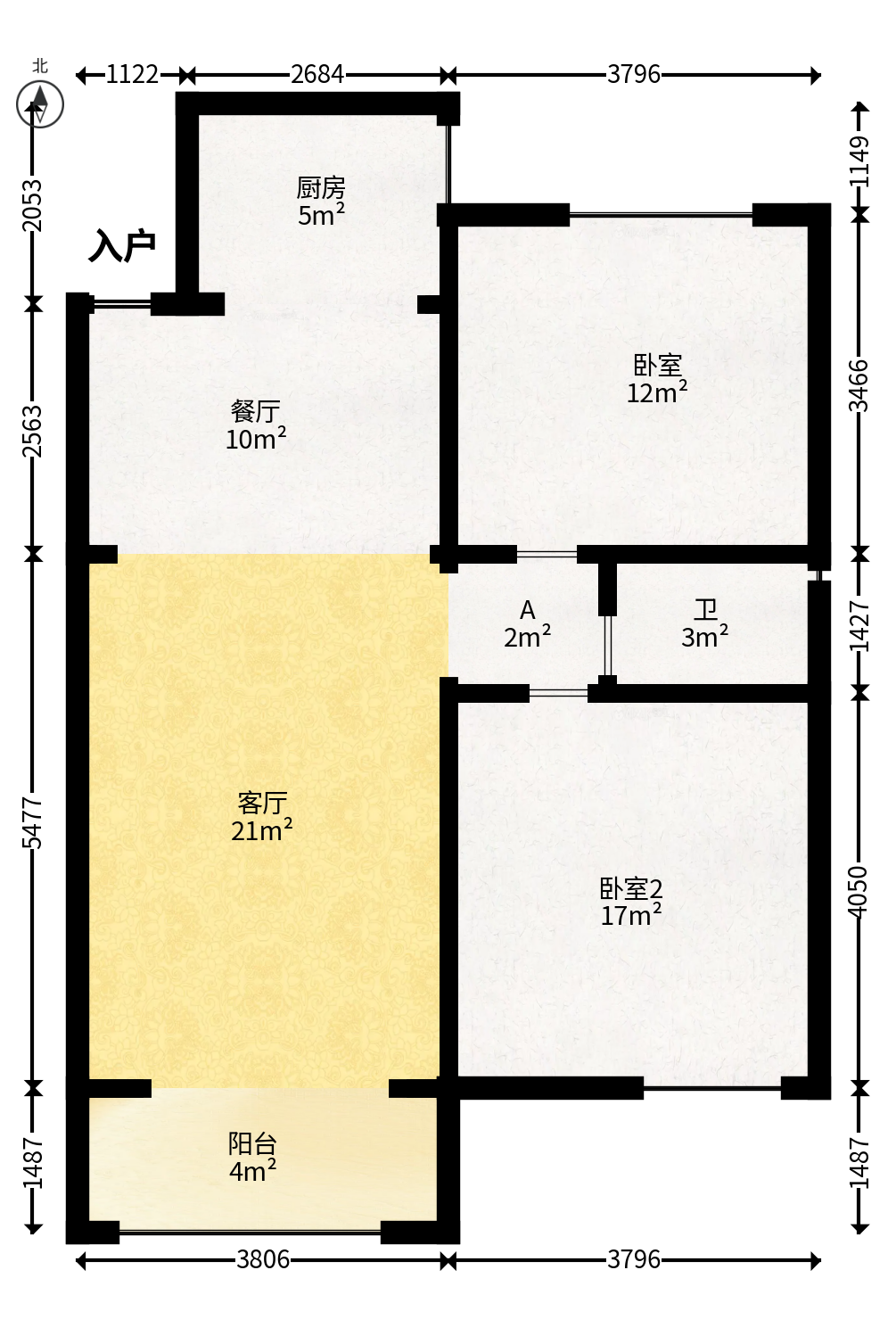 咸嘉新村嘉和苑  2室2厅1卫   89.00万户型图
