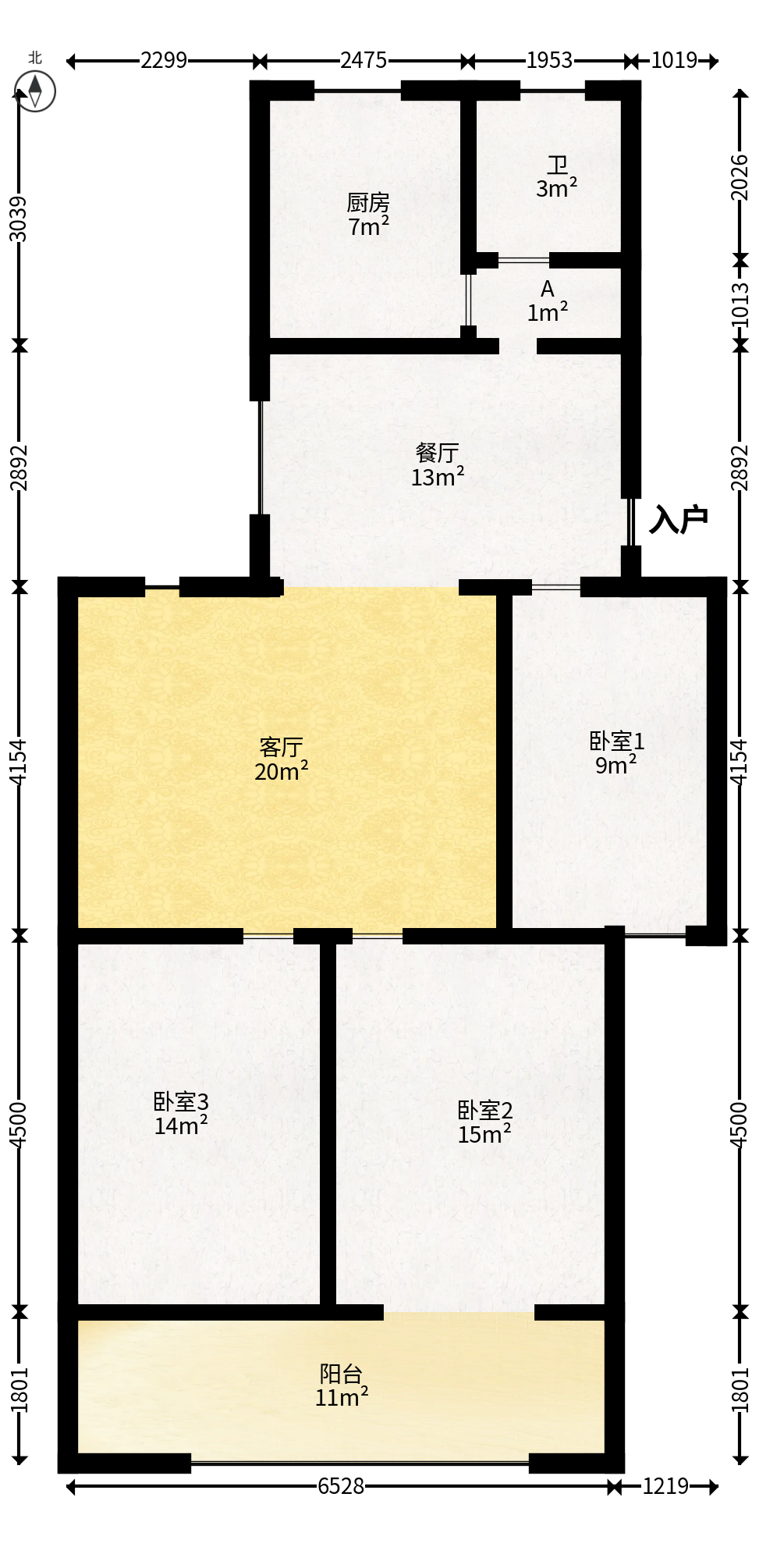 金科园  3室2厅1卫   58.00万户型图