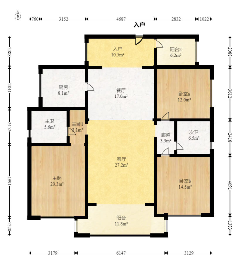晟通牡丹舸  3室2厅2卫   360.00万户型图