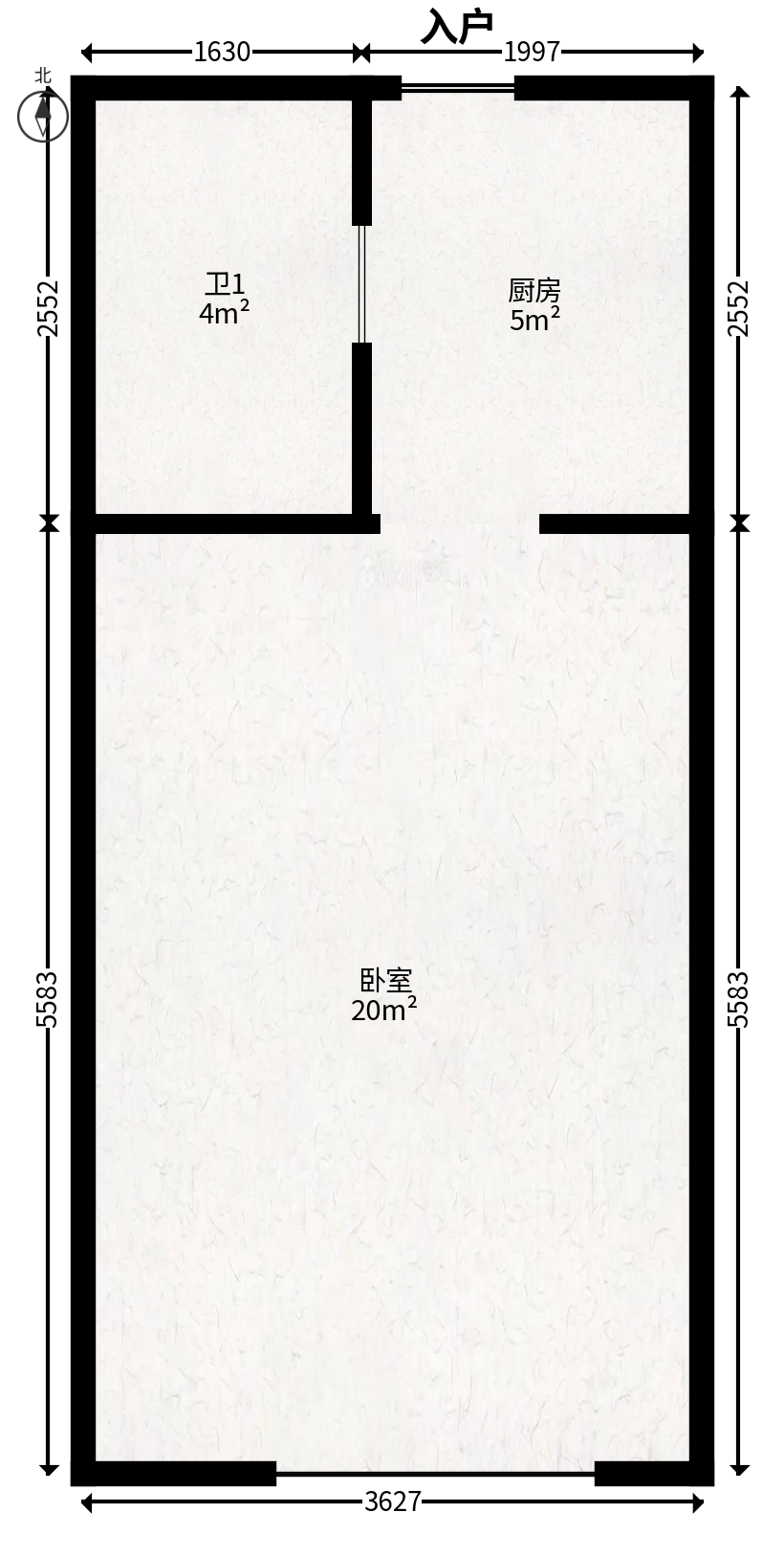 中海国际二期  1室1厅1卫   16.80万户型图