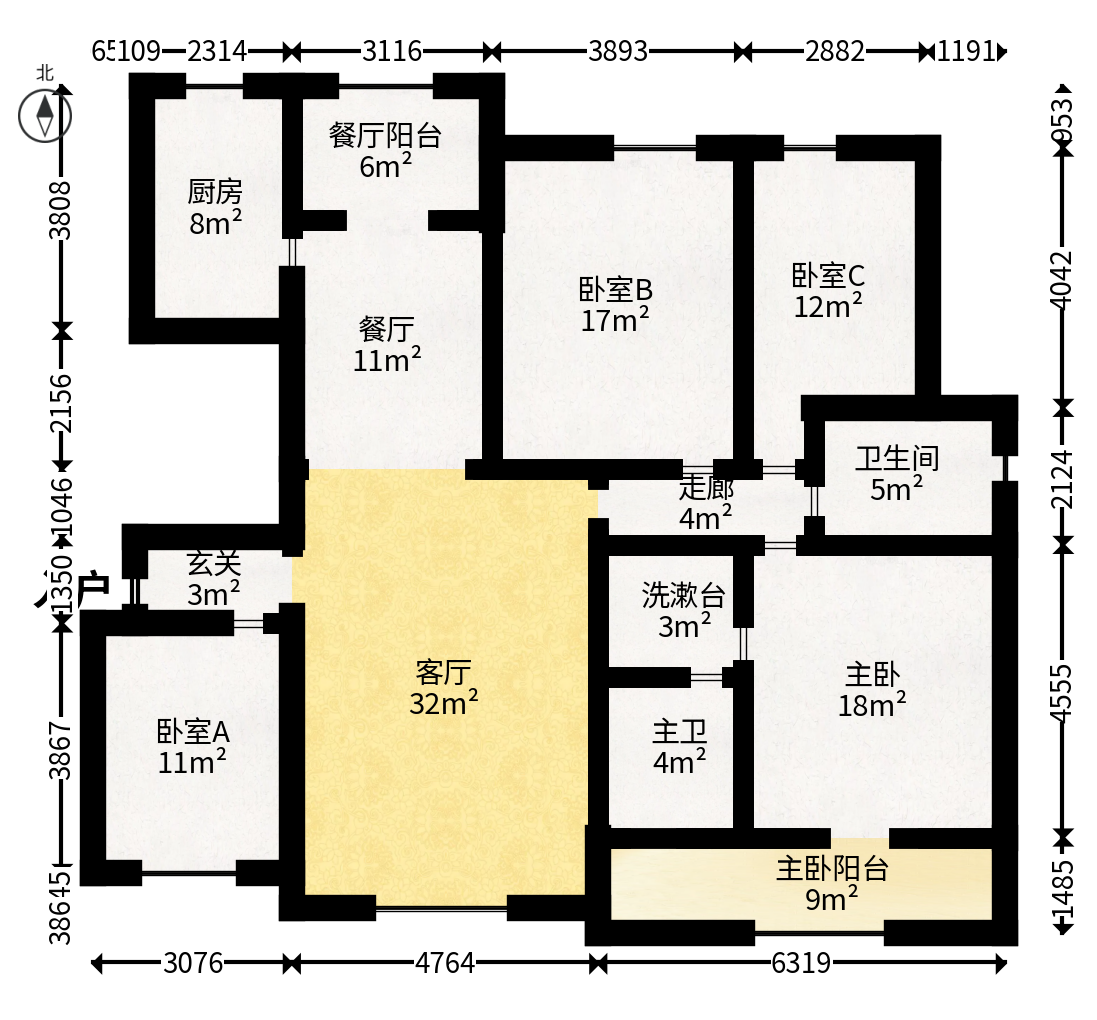 鑫远和城（一、二期）  4室2厅2卫   149.00万户型图