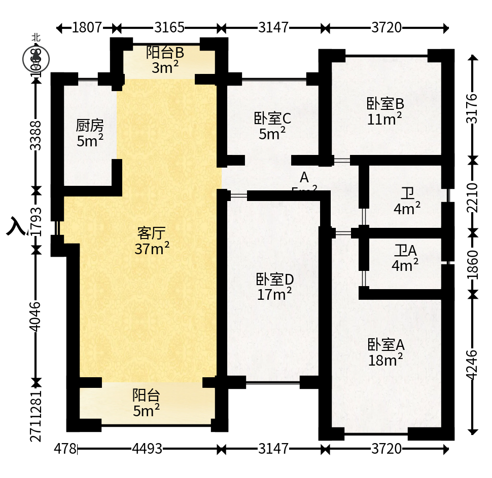 佳兆业云顶梅溪湖（佳兆业梅溪荟）  4室2厅2卫   275.00万户型图