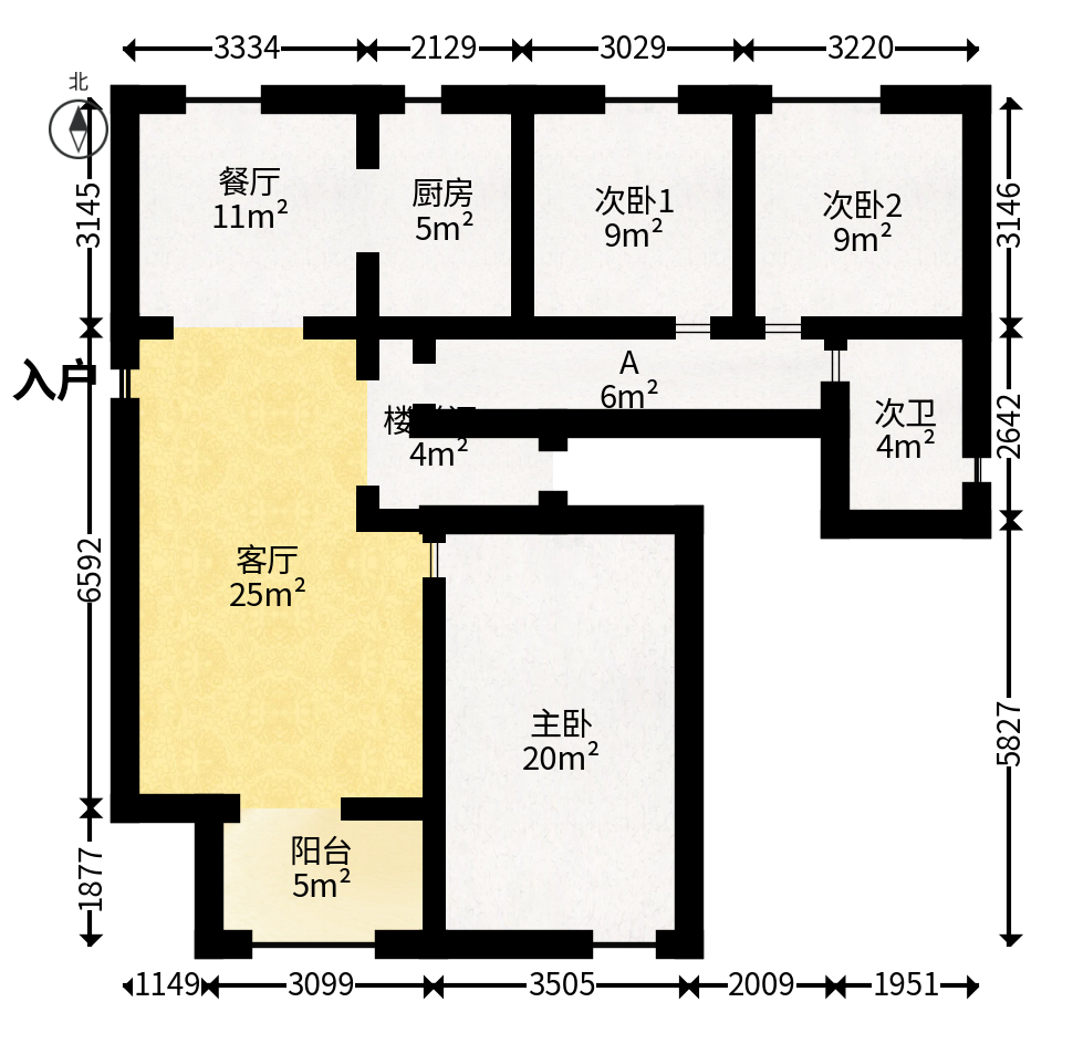 卓越青竹湖  3室2厅2卫   78.00万户型图