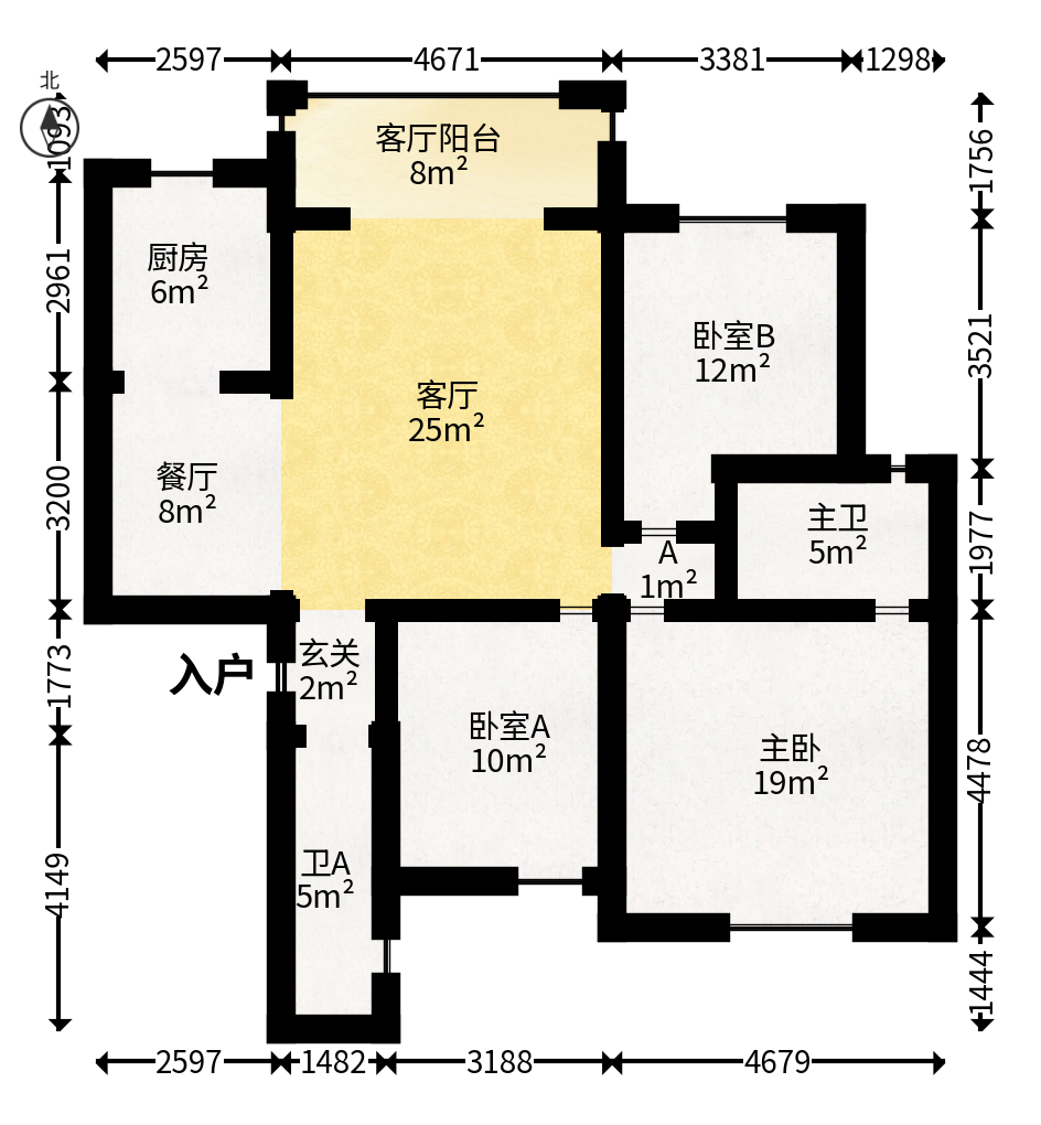 湘许嘉园  3室2厅2卫   106.00万户型图