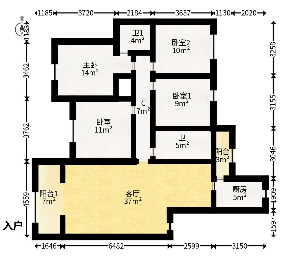 永宏万家里  4室2厅2卫   122.00万户型图