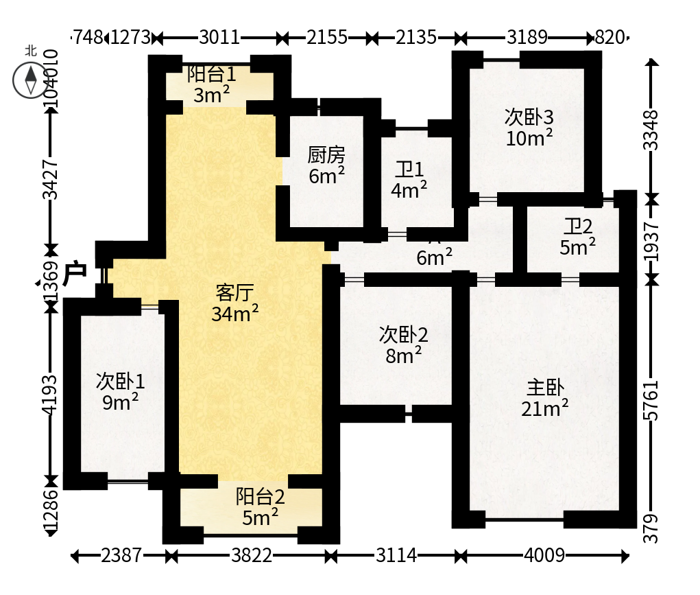 深业睿城  4室2厅2卫   145.80万户型图