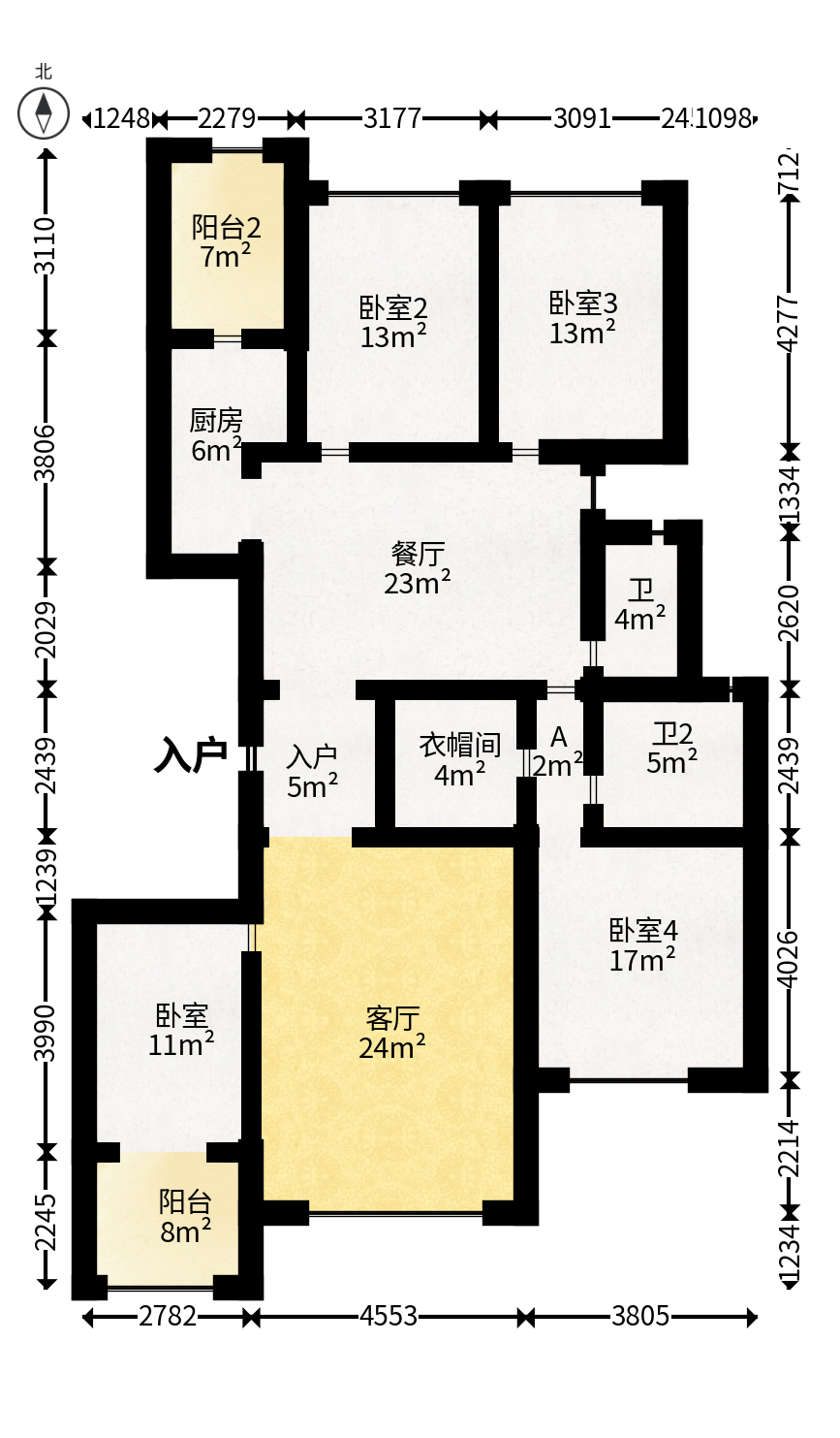 恒大华府  4室2厅2卫   246.80万户型图