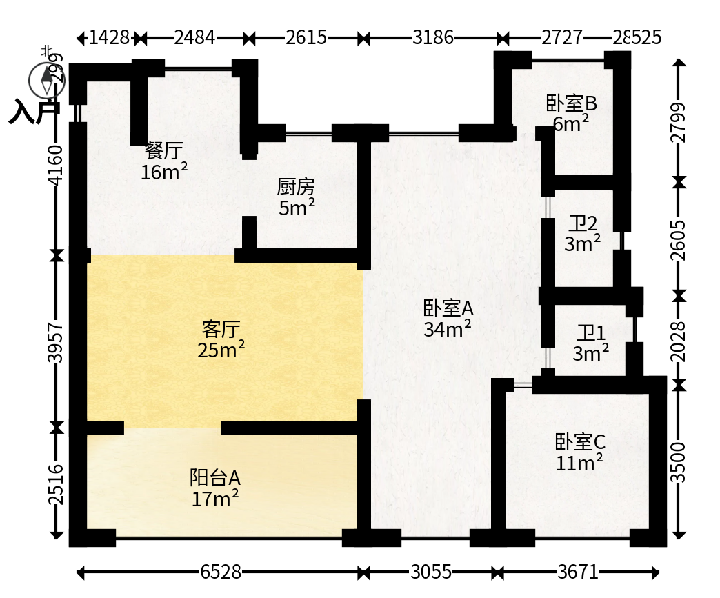 建发玖洲观澜  4室2厅2卫   188.00万户型图