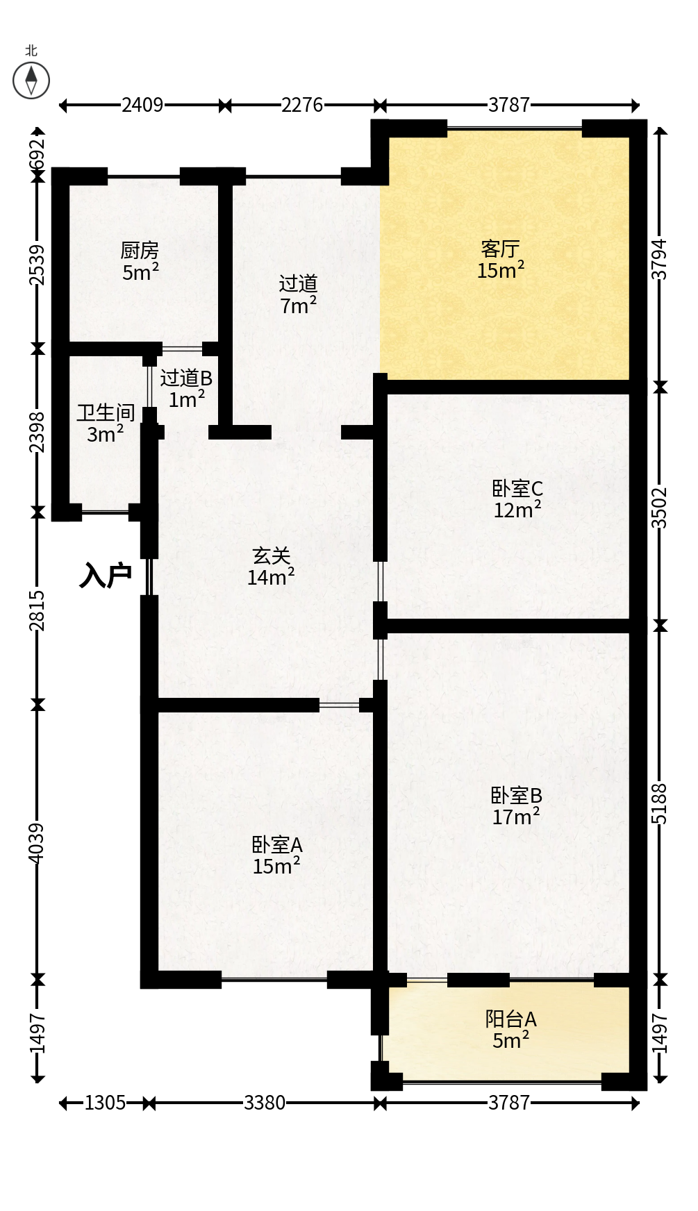 林业厅宿舍  3室2厅1卫   80.00万户型图